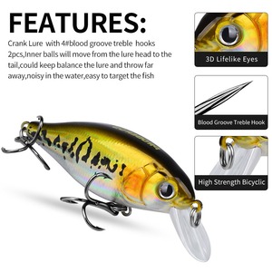 Mồi câu crankbait giả 7.5cm/14g, mồi cá nhỏ, mồi câu crankbait chìm, mồi câu không môi - Product Image 3