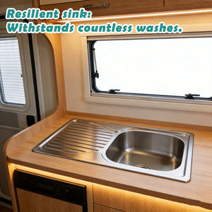 Fregadero de Acero Inoxidable JDA RV 780*430mm SUS304, Fregadero de Cocina de un Solo Tazón con Escurridor para Caravana, <span class=keywords><strong>Autocaravana</strong></span> - Product Image 1