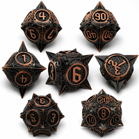 Ensemble de dés à points en cuivre rouge antique, 7 pièces, dés polyédriques ornés pour D&D, jeux de rôle, jeux de société, coffret cadeau