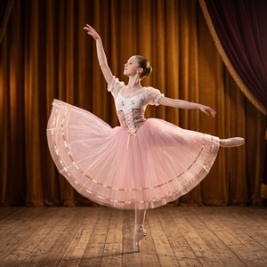 Vestido de Ballet Romántico Rosa para Niñas, Estilo Campesino, Traje de Ballet Profesional, Tutú Clásico para Coppelia Swanilda - Product Image 1