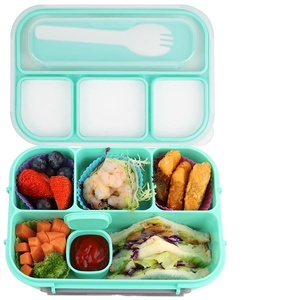 Dericsson Insulated Plastic Kids Bento <b>Lunch</b> <b>Box</b> with 5 <b>Compartments</b> Microwave Safe Square Shape 1-3L Capacity for School Use - Product Image 1