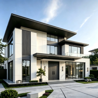 Villa personnalisée à deux étages en structure acier, villas de luxe préfabriquées, construction rapide, maison à ossature acier pour projet de villa familiale