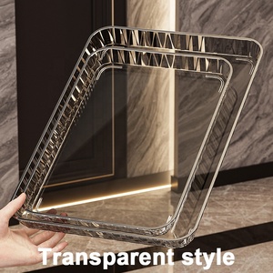Grand plateau et assiette de service multifonctionnels, réutilisables, en plastique transparent écologique, de qualité alimentaire et durables, pour présentation de fête - Product Image 3