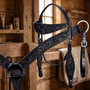Ensemble de Selle Western en Cuir Véritable Premium et Durable avec Têtière et Collier de Poitrail Personnalisables - Équipement Équestre Tendance de la Saison - Product Image 3