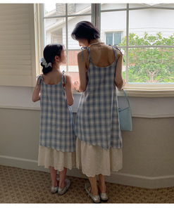 Completo Coordinato Estivo 2026 per Famiglia: Abito Scozzese Mamma e Figlia, Camicia <span class=keywords><strong>Papà</strong></span> e Figlio con Pantaloncini F22M - Product Image 6