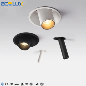 Faretti LED Architettonici Ecolux CE ETL SAA, Faretti LED Regolabili da Interno in Alluminio, Faretti Incassati COB LED per Hotel - Product Image 1