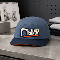 Gorra de 5 Paneles de Perfil Bajo con Puntada Creativa en Bloque, Envío Rápido para Marcas de Ropa Indie con Etiqueta Personalizada