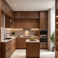 Armoires de cuisine en bois massif écologiques personnalisées XINGRUO, grain de bois blanc, plan de travail en quartz, éclairage LED, armoire minimaliste