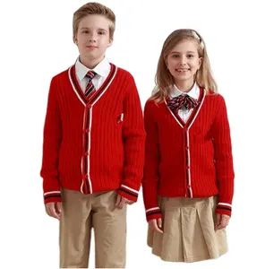 Personalizado estudante inverno desgaste uniforme escolar crianças uniformes escolares camisola malha colete