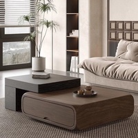 Ensemble de tables basses italiennes modernes minimalistes durables, luxe léger, bois massif, noyer noir, extensible, petit mobilier de salon