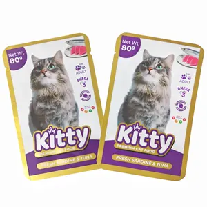 Custom Printing Supplier Aluminium Foil Salmon Flexible BagPet Cat Wet Food Retort Stand Up Pouch