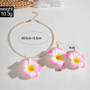 Exagerar gran mariposa orquídea flores collar Stud pendiente conjunto Choke collares mujeres fiesta Bohemia playa joyería conjuntos regalo - Product Image 5