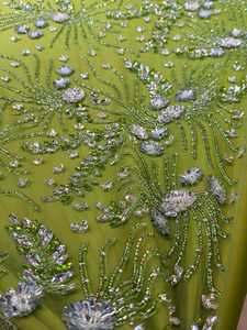 Luxury Beaded Embroidery <b>Fabric</b> with Crystal Floral Design High End Lace <b>Fabric</b> for Evening Dress Wedding Gown Couture Textile - Product Image 2