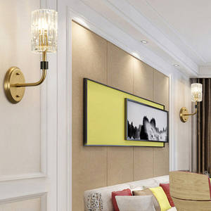 Gran oferta, lámpara de pared LED moderna con pantalla de cristal de sala de estar dorado para Hotel, dormitorio, vestíbulo, para uso en interiores - Product Image 3