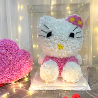 Fleur éternelle Hello Kitty Cat Qixi Saint Valentin Cadeau Simulation Rose Anniversaire Cadeau de Noël