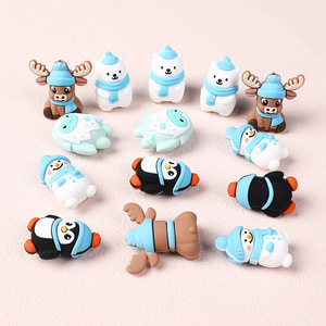 New Christmas Reindeer 3D Cartoon <strong>Silicone</strong> <strong>Beads</strong> DIY Keychain Snowman <strong>Beads</strong> <strong>Wholesale</strong> - Product Image 3