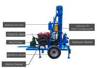 Machine de forage rotative hydraulique diesel portable de petite taille à prix avantageux de 100 m 22 CV pour puits d'eau, forages de puits, mines