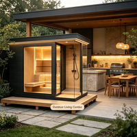Sauna extérieur moderne de luxe, sauna infrarouge intérieur, sauna au bois pour 2 à 4 personnes avec cabine de douche