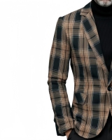 Veste ajustée élégante à carreaux marron et noir pour homme 2026 – Qualité supérieure