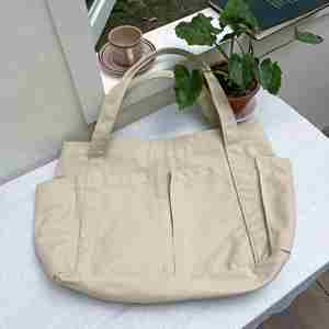 Korean Style Casual Solid Color Women <b>Tote</b> Cloth Bag Simple Large Capacity Versatile Ladies' Single Shoulder <b>Canvas</b> Bag - Product Image 1