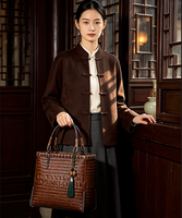 Tas Tote Wanita Kapasitas Besar Ramah Lingkungan dengan Rumbai Bambu Anyaman Tangan Vintage