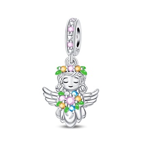 Colección Primavera: Abalorios de circonita con forma de pájaro, caracol, libélula y abeja, accesorios DIY para joyería y cadenas de mano, chapados en plata. - Product Image 4