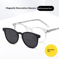 Ensemble de montures de lunettes magnétiques à clipser : 1 monture de base avec 5 montures décoratives magnétiques interchangeables, charnières à ressort, montures optiques