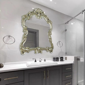 Specchio <span class=keywords><strong>da</strong></span> Bagno in Stile Europeo Retrò Francese, Fatto a Mano con Cornice in Lamina, Specchio Decorativo <span class=keywords><strong>da</strong></span> Parete a Mezzo Busto per Ingresso - Product Image 3