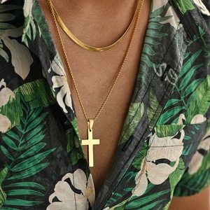 Collier pendentif croix en acier inoxydable 304 pour homme, anti-allergie, avec logo gravé, bijoux tendance - Product Image 3