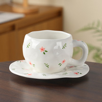 Mug à café et soucoupe en céramique style INS créatif, mignon, peint à la main, design irrégulier, modèle CC02, pour le petit-déjeuner