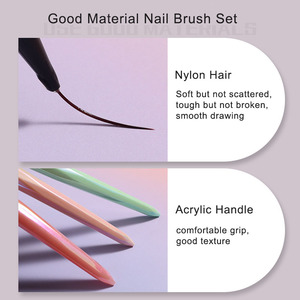 Pinceaux à ongles professionnels pour manucure, gel UV, liner, détails et peinture, pour salon de nail art, colorés et scintillants, 6mm 9mm 12mm 15mm 18mm - Product Image 4