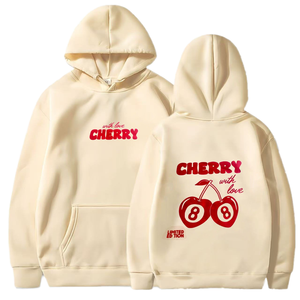 Directo de Fábrica, Sudadera con Capucha Estilo Ecuestre para Otoño e Invierno, Gruesa, con Hombros Caídos, Forro Polar y Cierre de Puño Acanalado - Product Image 1