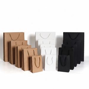 Bolsas de Compra de Papel Kraft Reciclables y Biodegradables Ecológicas de Fábrica LH con Asas de Cuerda de Algodón para Venta Minorista Diaria - Product Image 1