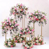 Support à fleurs en métal doré fait à la main pour la décoration de table de fête de mariage Zhuoyun, directement de l'usine