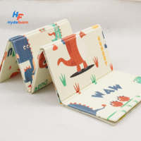 Matras Main Bayi Lipat Hydefoam dengan Pola Kartun Bolak-Balik, Matras Busa XPE Fleksibel untuk Tummy Time, Pendidikan Dini