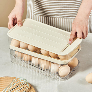 Distributeur d'œufs automatique à 2 niveaux, boîte <span class=keywords><strong>de</strong></span> <span class=keywords><strong>rangement</strong></span> en plastique pour œufs, gain <span class=keywords><strong>de</strong></span> place, pour réfrigérateur à porte latérale, conteneur à œufs - Product Image 3