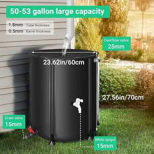 Koleksi air hujan luar ruangan, barel penyimpanan air taman seluler ember lipat portabel - Product Image 3