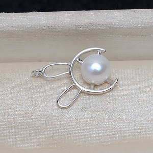 Colgante de Conejo de Plata S925 con Perla de 8-10 mm, Accesorios para DIY, Bandeja Vacía, Fornituras y Componentes de Joyería del Zodiaco 3982 - Product Image 4