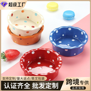 Envío gratis: Tazón de cerámica con puntos para ensalada, horno y cocción, resistente a altas temperaturas, bonito tazón para arroz horneado, para el hogar, estilo INS. - Product Image 2
