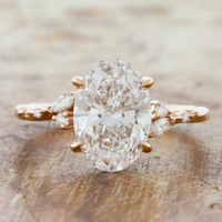 Bague de mariage en or massif 10K/14K/18K avec diamant de laboratoire ovale personnalisé de 0,5 à 3 carats, sertissage pavé, certifié IGI, clarté VVS, CVD/HPHT