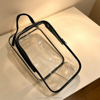 Sac de voyage cosmétique pliable en PVC transparent, durable, résistant à l'eau, grand format, réutilisable, avec fermeture éclair