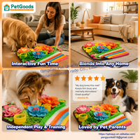 Tapis de reniflement pour chien en feutre polaire, motif dessin animé, carré floral, jouet puzzle à alimentation lente, avec 8+ éléments de dissimulation, logo personnalisé, faible MOQ, vente en gros