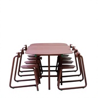 Ensemble de tables et chaises d'extérieur en métal de style décontracté, couleurs dopamine, pour salons de thé, cafés, fabriqué en Chine, pour vitrine