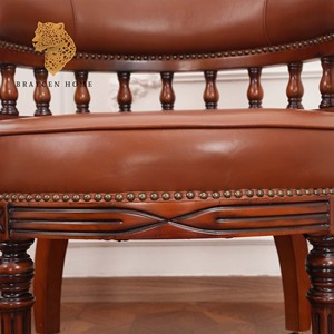 Guangdong Vintage Bruin Leer Kapiteins Directeur Bureaustoel Professor Fauteuils Met Wielen Voor Woonkamer - Product Image 2