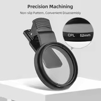 Objectif HD pour appareil photo de téléphone portable, filtre polarisant à clipser, filtre CPL portable 52 mm pour iPhone 16, accessoires pour appareil photo Xiaomi