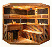 Prix d'usine Sauna sec traditionnel finlandais pour la maison, sauna à vapeur intérieure, lumière rouge, double couche, panneau de commande informatique solide d'angle, villa