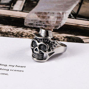 แหวนผู้ชายไทเทเนียมลายหัวกะโหลก สไตล์วินเทจ SA893 ของขวัญเครื่องประดับ - Product Image 3