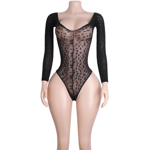 Maillot de bain string imprimé léopard avec manches transparentes, tenue de soirée <span class=keywords><strong>érotique</strong></span> pour boîte de nuit, <span class=keywords><strong>danseuse</strong></span> exotique, danse de salon, mode - Product Image 1
