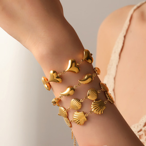 Nouveau Bracelet Coquille Cœur 2026 Plaqué Or 18 carats Étanche en Acier Inoxydable pour Femme - Product Image 3
