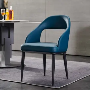 Luxus Modernes Design Elegantes Leder Blau Rotwein Esszimmers tuhl Sets mit 6 Stühlen Hotel Restaurant Möbel Esszimmers tühle